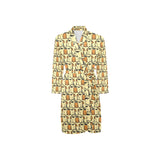English Bulldog Pattern Print Design 02 Men's Long Sleeve Belted Night Robe