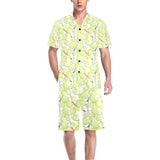 Tennis Pattern Print Design 01 Men's V-Neck Short Pajama Set