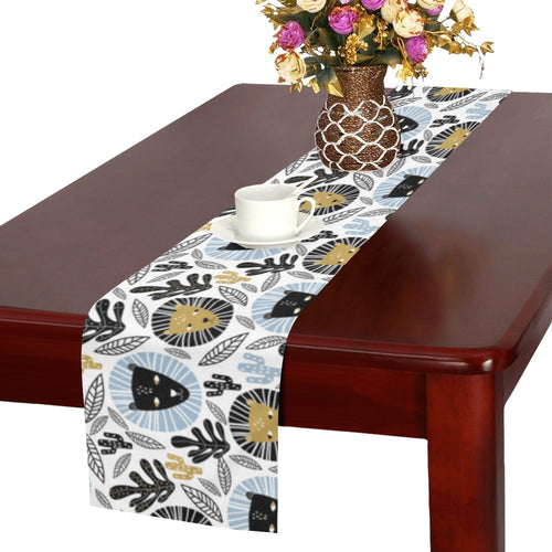 Lion Pattern Print Design 05 Table Runner