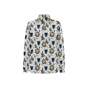 Lion Pattern Print Design 05 Women's Long Sleeve Polo Shirt