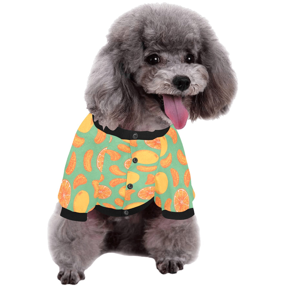 orange fruit pattern green background All Over Print Pet Dog Round Neck Fuzzy Shirt