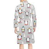 Cute Penguin christmas pattern Men's Long Sleeve Belted Night Robe