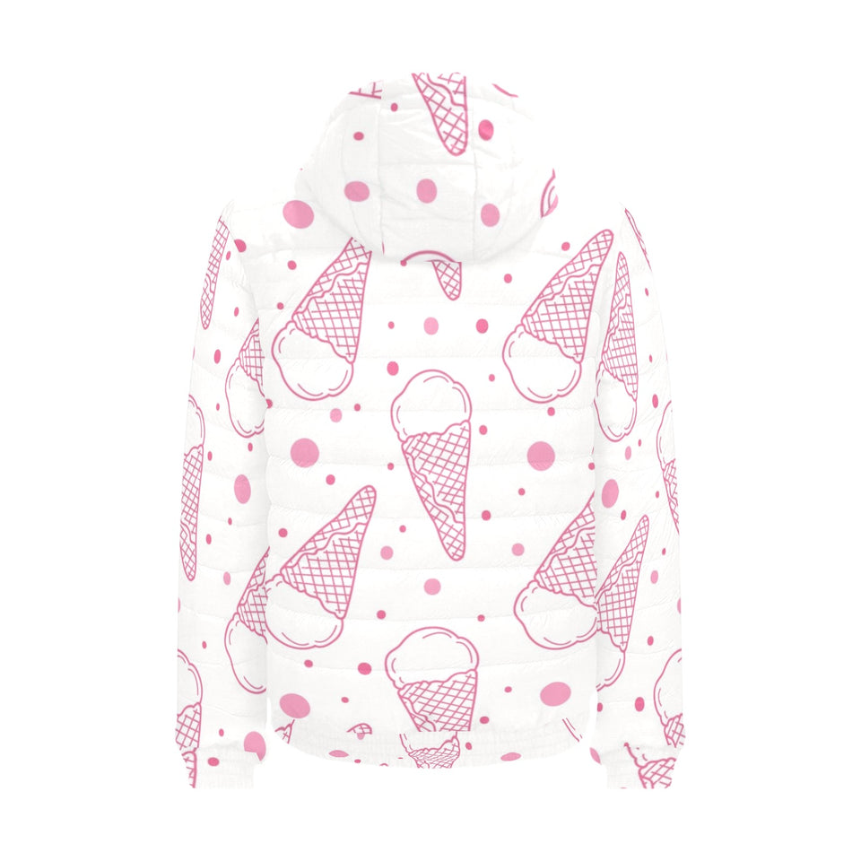 Hand drawn ice cream pattern Men's Padded Hooded Jacket