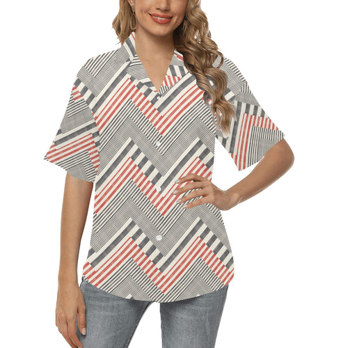 zigzag chevron striped pattern Women's All Over Print Hawaiian Shirt