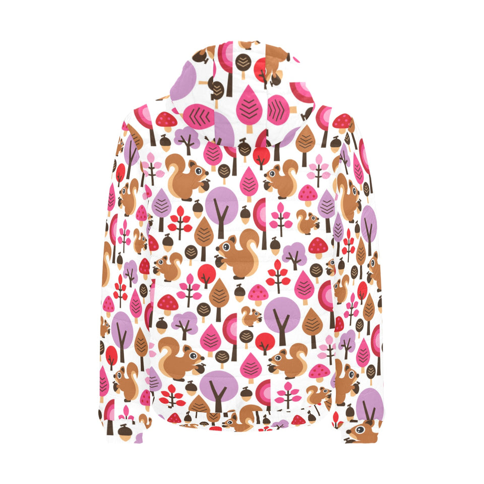 Squirrel Pattern Print Design 02 Men's Padded Hooded Jacket