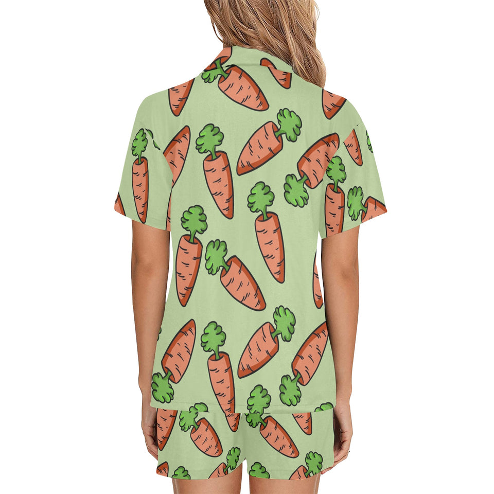 Carrot Pattern Print Design 05 Women's V-Neck Short Pajama Set