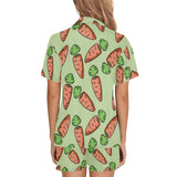 Carrot Pattern Print Design 05 Women's V-Neck Short Pajama Set