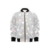 Heart pattern gray background Kids' Boys' Girls' Bomber Jacket