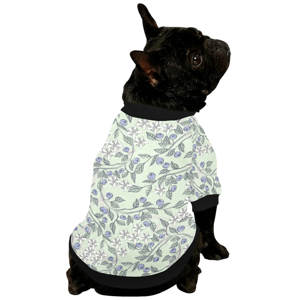 hand drawn blueberry pattern All Over Print Pet Dog Round Neck Fuzzy Shirt