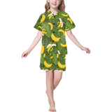 Banana Palm Leaves pattern Kids' Boys' Girls' V-Neck Short Pajama Set