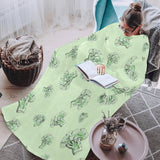 broccoli sketch pattern Blanket Robe with Sleeves