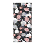 white swan blooming flower pattern Beach Towel