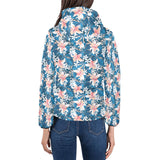 Hibiscus Pattern Print Design 02 Women's Padded Hooded Jacket