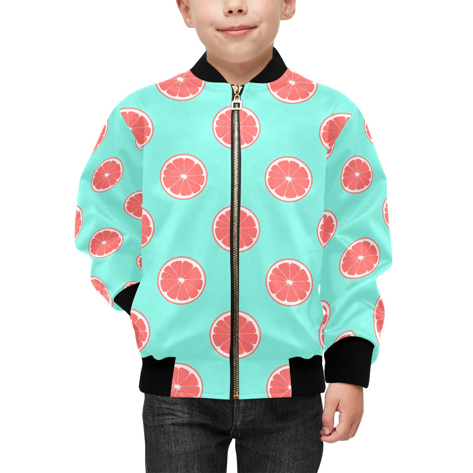Grapefruit green background Kids' Boys' Girls' Bomber Jacket