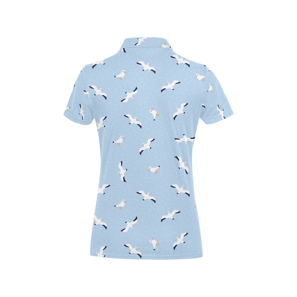 Seagull Pattern Print Design 02 Women's All Over Print Polo Shirt