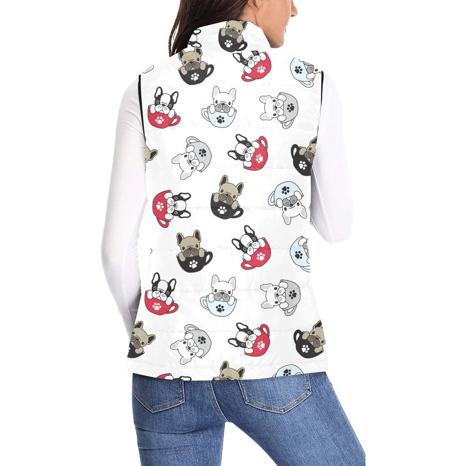 French bulldog cup paw pattern Women's Padded Vest