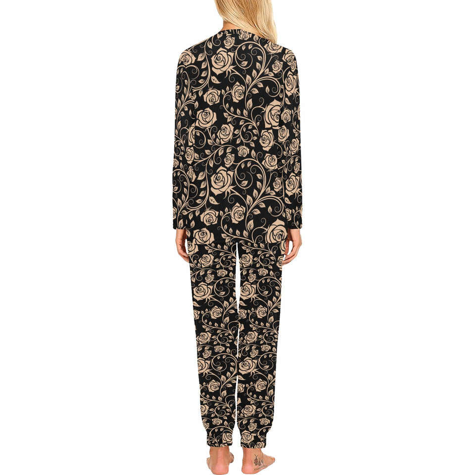 Rose Pattern Print Design 04 Women's All Over Print Pajama Set