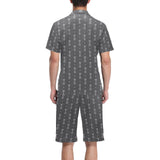 Engine Piston Black Background Pattern Design 02 Men's V-Neck Short Pajama Set