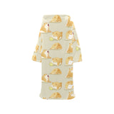 Cute fat shiba inu dog pattern Blanket Robe with Sleeves