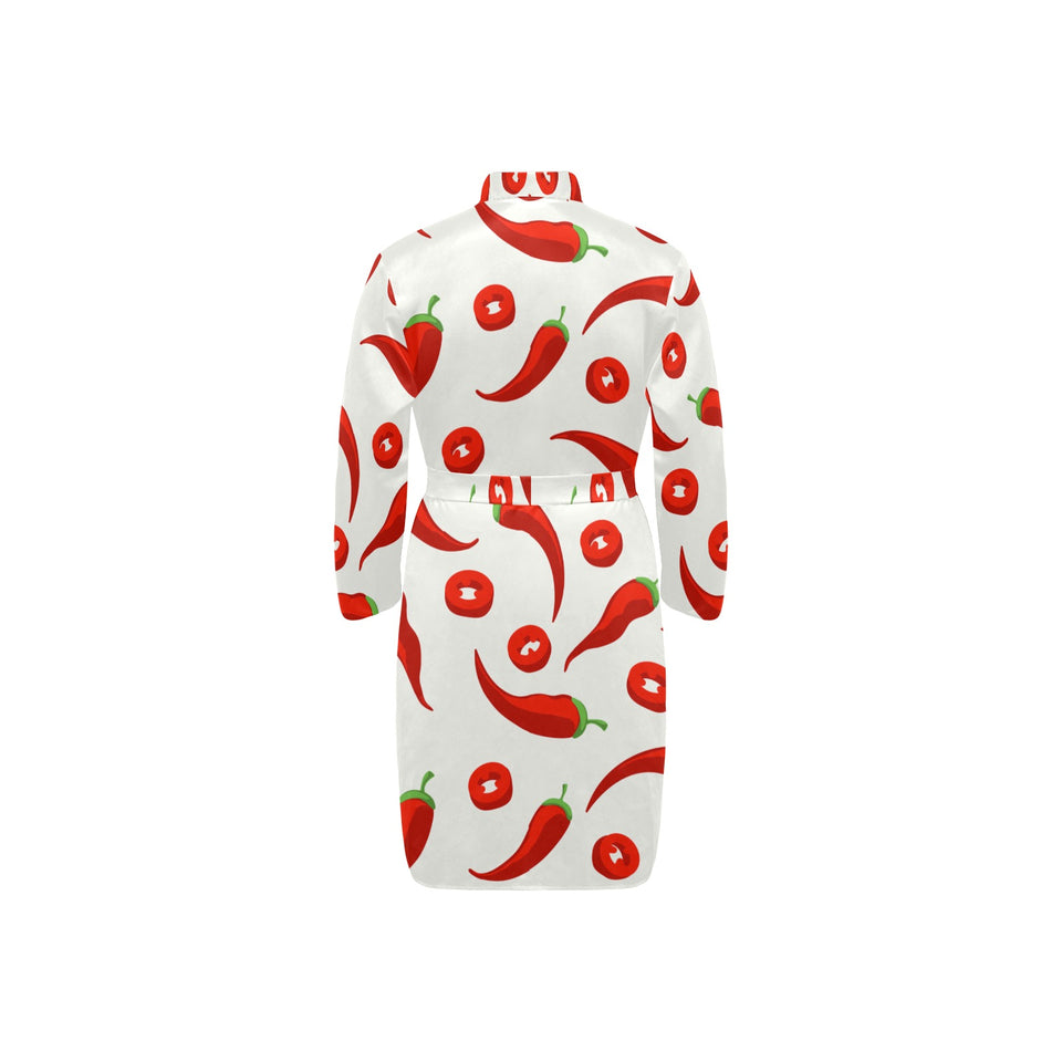 Chili pattern Men's Long Sleeve Belted Night Robe