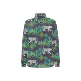 white bengal tigers tropical plant Women's Long Sleeve Polo Shirt