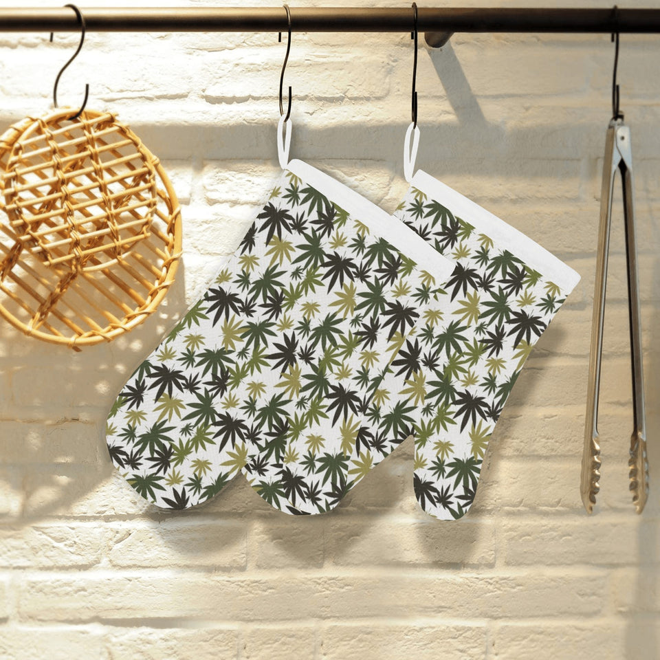 Canabis Marijuana Weed Pattern Print Design 05 Heat Resistant Oven Mitts