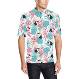 Toucan tropical flower leave pattern Men's All Over Print Polo Shirt