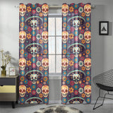 Sugar skulls flower maxican pattern Gauze Curtain