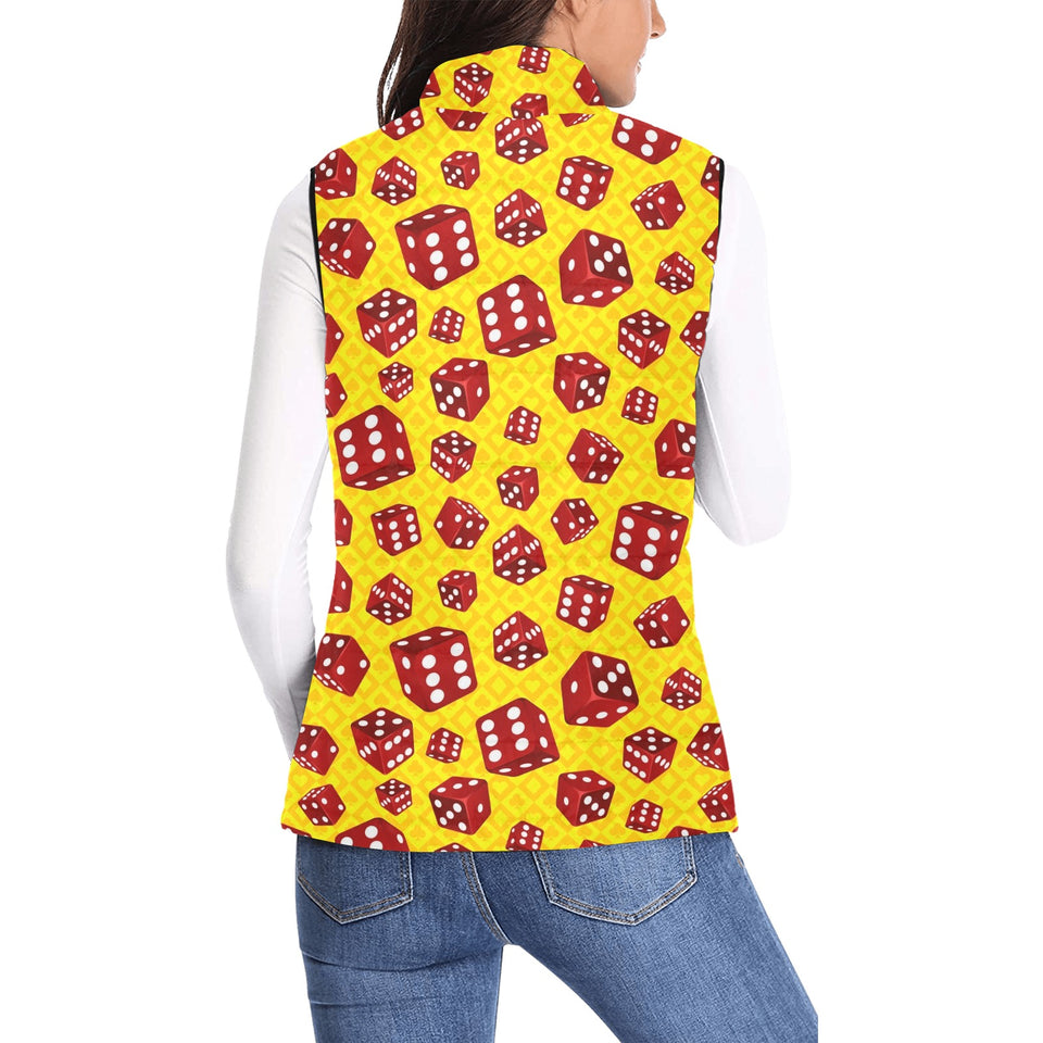 Dice Pattern Print Design 04 Women's Padded Vest