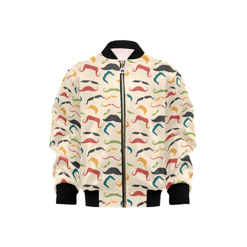 Mustache Beard Pattern Print Design 03 Kids' Boys' Girls' Bomber Jacket