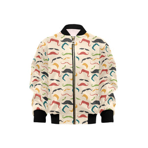 Mustache Beard Pattern Print Design 03 Kids' Boys' Girls' Bomber Jacket