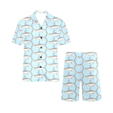 Swordfish Pattern Print Design 01 Men's V-Neck Short Pajama Set