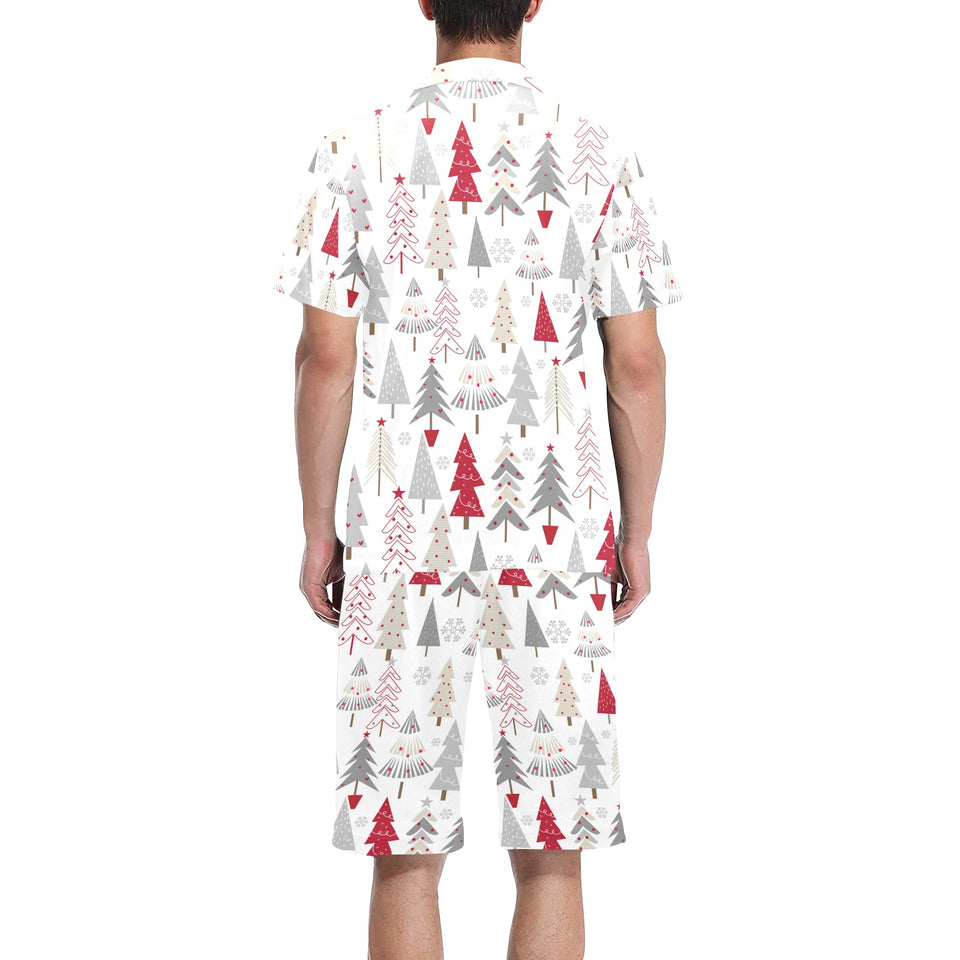 Cute Christmas tree pattern Men's V-Neck Short Pajama Set