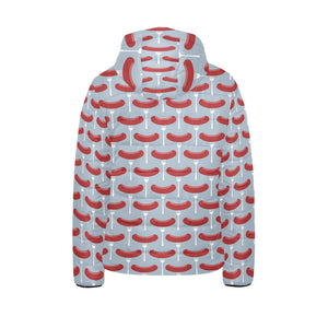 Sausage Pattern Print Design 02 Kids' Boys' Girls' Padded Hooded Jacket