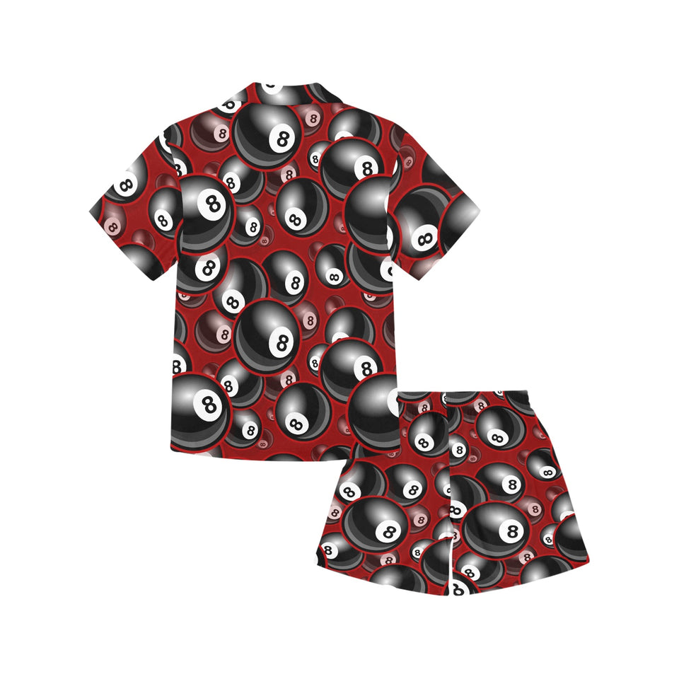 Billiard Ball Pattern Print Design 05 Kids' Boys' Girls' V-Neck Short Pajama Set