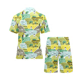 Hand drawn windmill pattern Men's V-Neck Short Pajama Set
