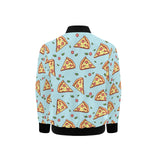 Hand drawn pizza blue background Kids' Boys' Girls' Bomber Jacket