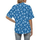 Airplane pattern in the sky Women's All Over Print Hawaiian Shirt