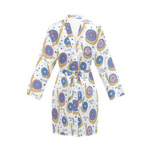 Snail Pattern Print Design 05 Women's Long Sleeve Belted Night Robe