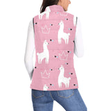 Llama Alpaca pink background Women's Padded Vest