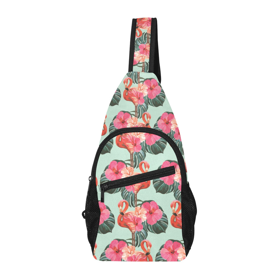 Beautiful flamingo tropical palm leaves hibiscus p All Over Print Chest Bag