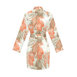 Cocoa beans Cocoa tree pattern Women's Long Sleeve Belted Night Robe
