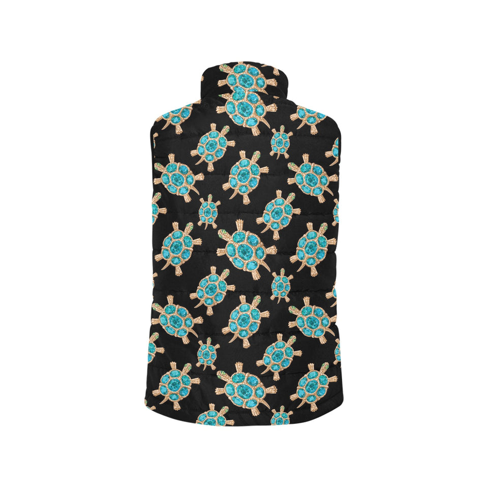 Sea turtle blue stone pattern Women's Padded Vest