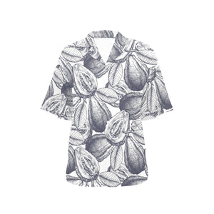 Guava tropical hand drawn pattern Women's All Over Print Hawaiian Shirt