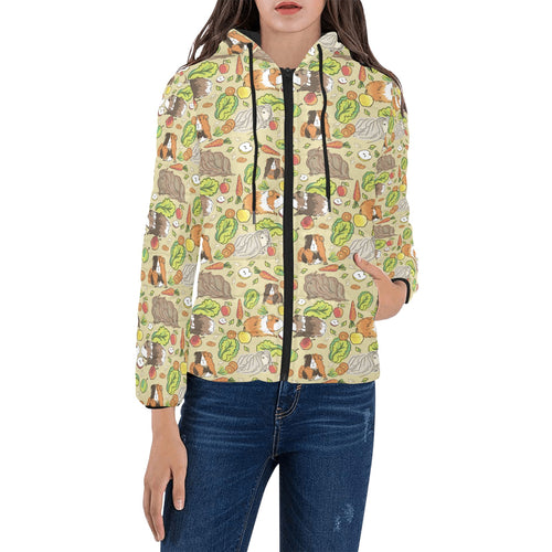 Guinea Pig Pattern Print Design 04 Women's Padded Hooded Jacket
