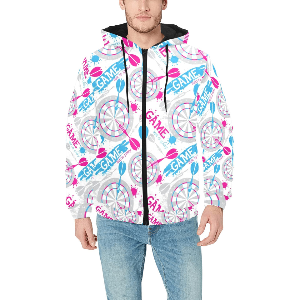 Darts Pattern Print Design 01 Men's Padded Hooded Jacket
