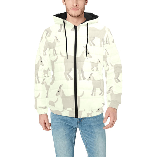 Little young goat pattern Men's Padded Hooded Jacket