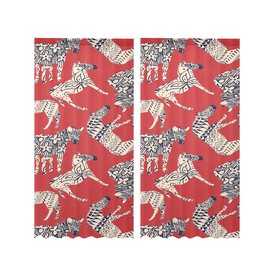 Zebra abstract red background Gauze Curtain