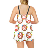 Darts Pattern Print Design 04 Chest Sexy Pleated Two Piece Swim Dress