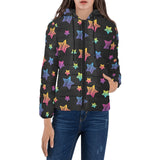 Colorful star pattern Women's Padded Hooded Jacket